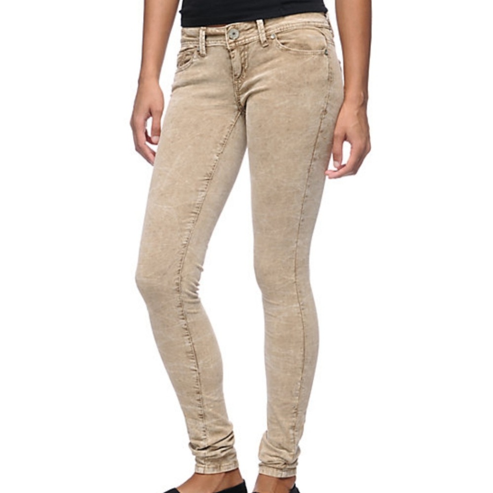 Almost Famous Khaki Acid Wash Corduroy Skinny Jean